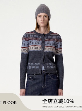 FIRSTFLOOR 混纺复古费尔岛提花长袖小开衫