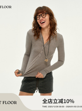 「赵昭仪同款」FIRSTFLOOR 棉感收腰修身短款连帽针织打底衫上衣