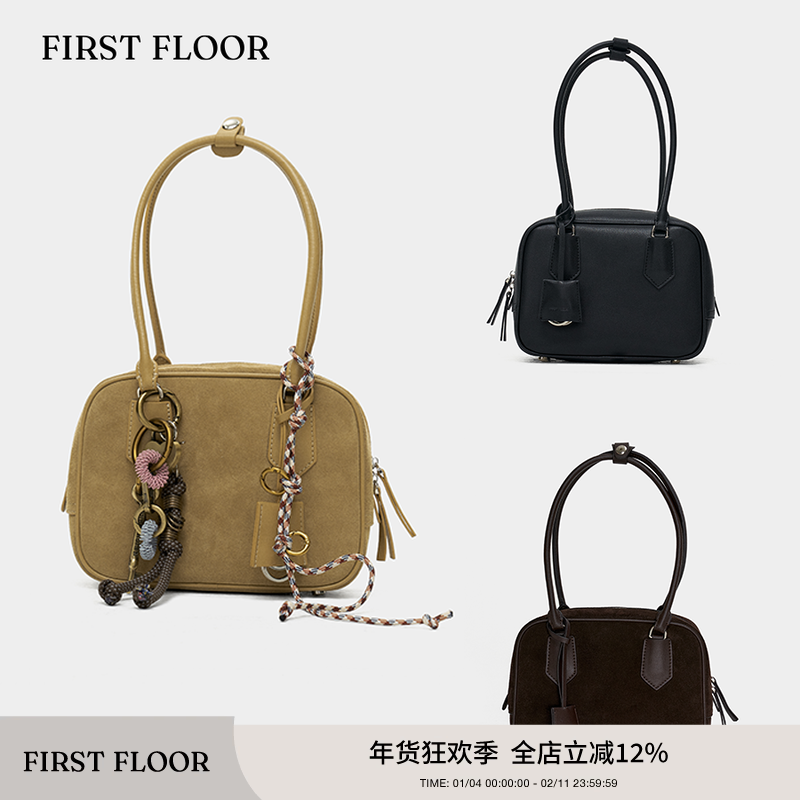 FIRSTFLOOR 经典小号牛皮麂皮反绒皮通勤复古波士顿包,箱包皮具/热销女包/男包,通用款女包,淘宝优惠券,粉丝福利购,淘宝优惠卷