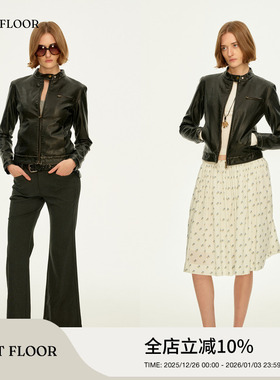 FIRSTFLOOR 摩登率性气质复古修身短款洗水皮机车夹克短外套