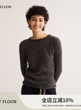 FIRSTFLOOR 秋季马海毛圆领慵懒松弛修身休闲短款毛衣打底上衣女