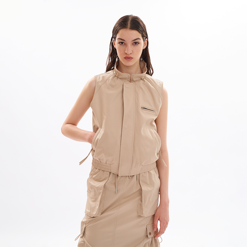 firstfloor 机能抽绳多种穿法工装户外外穿马甲背心