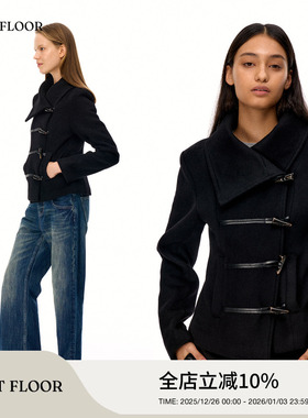 FIRSTFLOOR 经典复古立领收腰显瘦羊毛牛角排扣呢子修身收腰外套