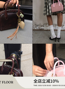 FIRSTFLOOR头层植鞣牛皮复古迷你波士顿包斜挎手提包