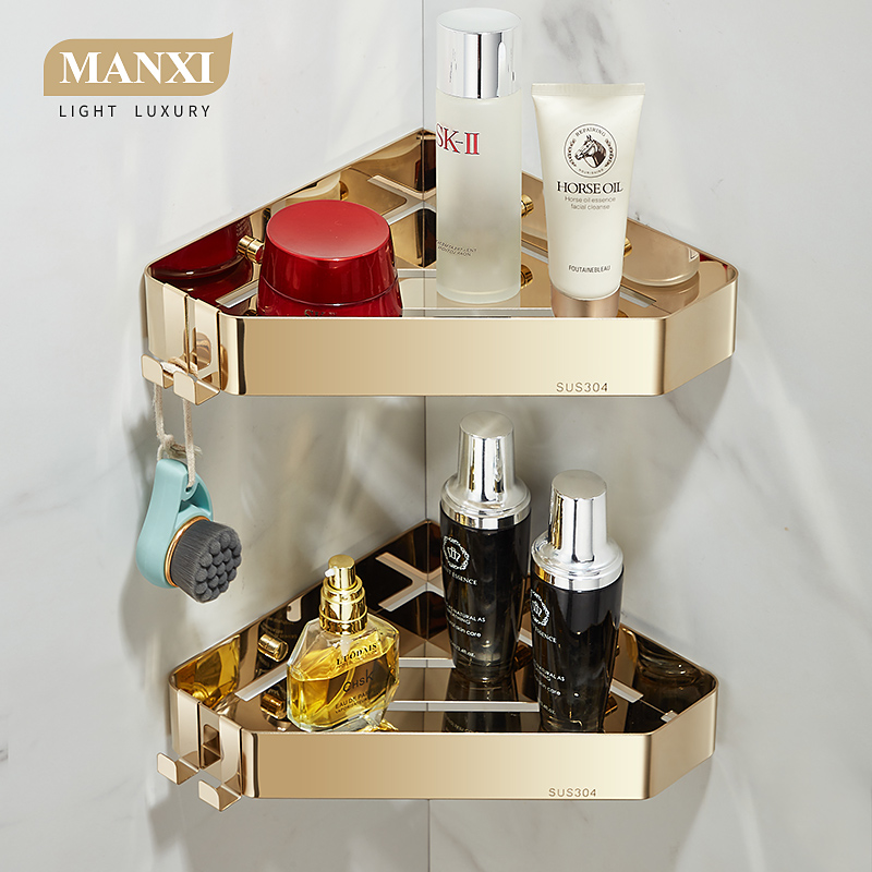 304不锈钢卫生间置物架免钉/打孔