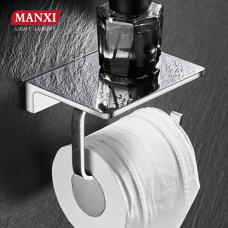 全铜纸巾架免打孔卫生间壁挂厕所手机架卫生纸置物架浴室卷纸挂架