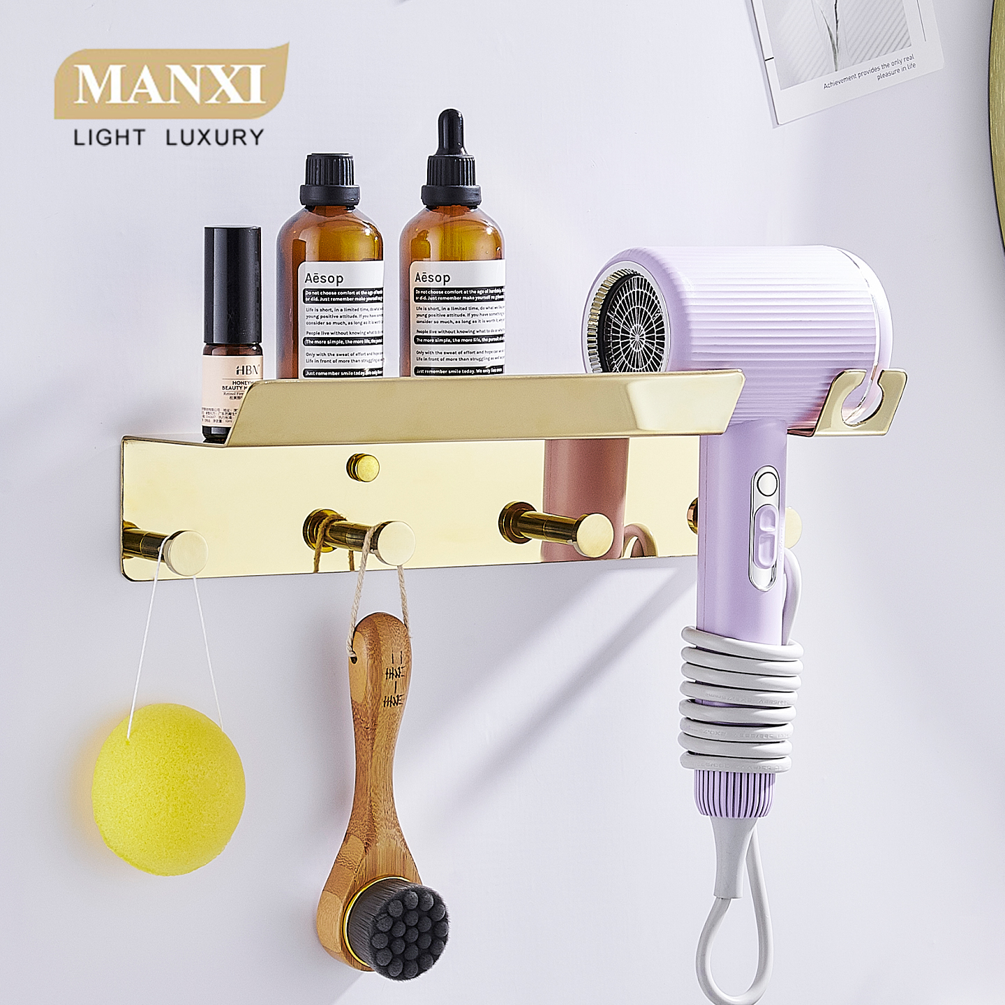 304不锈钢吹风机架子卫生间置物架浴室壁挂吹风筒收纳挂架免打孔