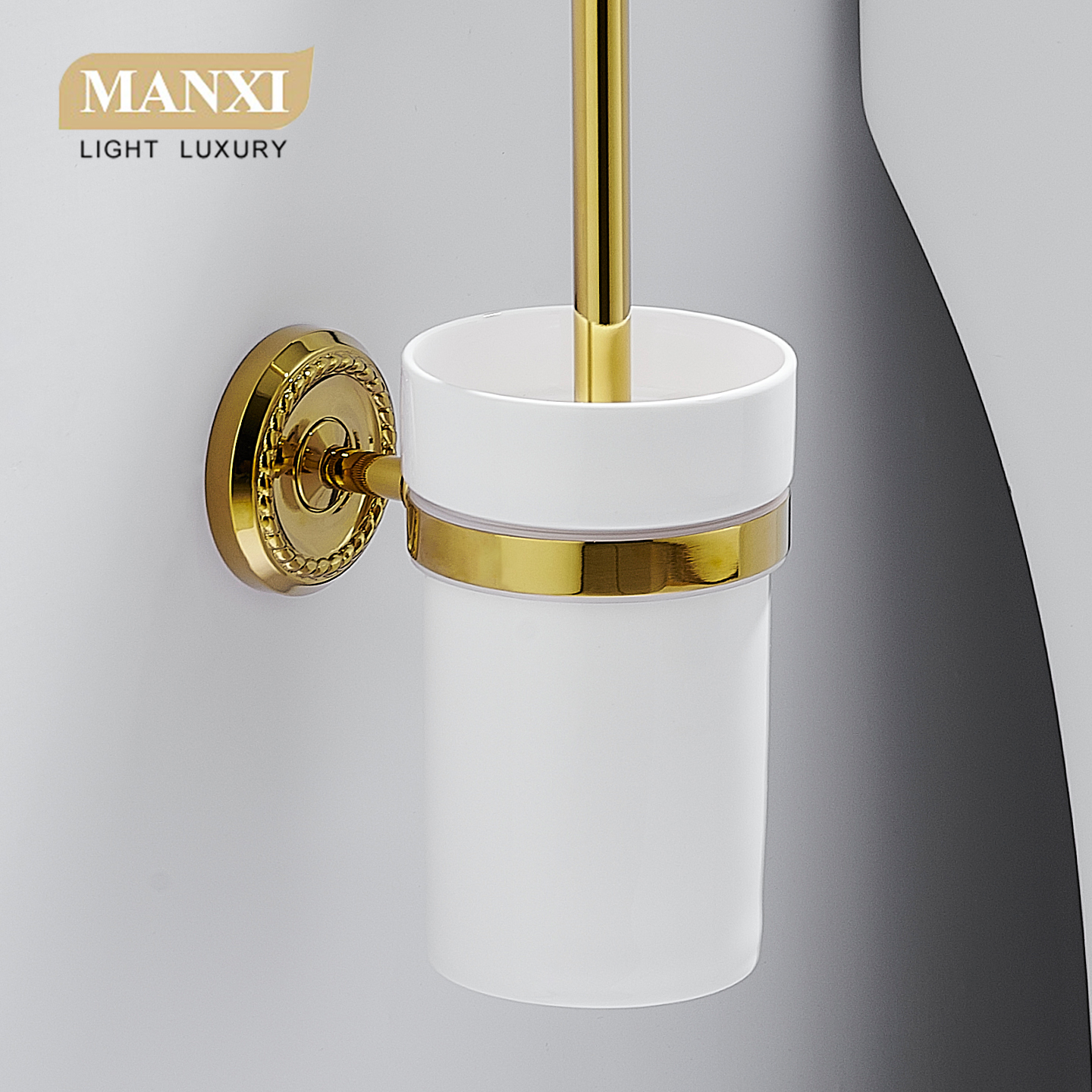 黄铜马桶刷架墙壁挂陶瓷杯刷子卫生间厕所专用马桶清洁套装免打孔