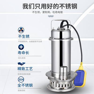家用全V高扬程抽水机220排污泵不锈钢耐腐蚀化工30潜水泵4污水泵