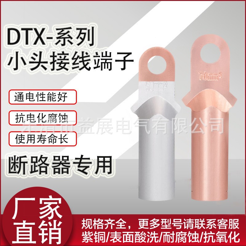 DTX空开用断路器接线端子小头窄边铜端子紫铜镀锡铜鼻子
