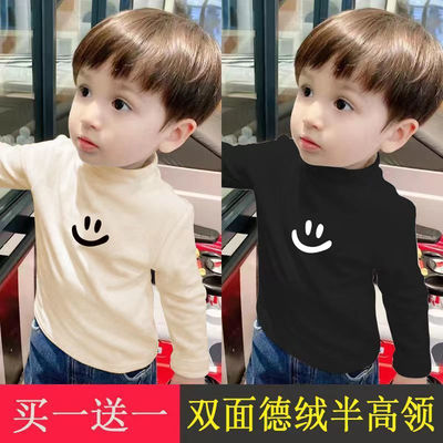 儿童半高领德绒打底衫保暖上衣
