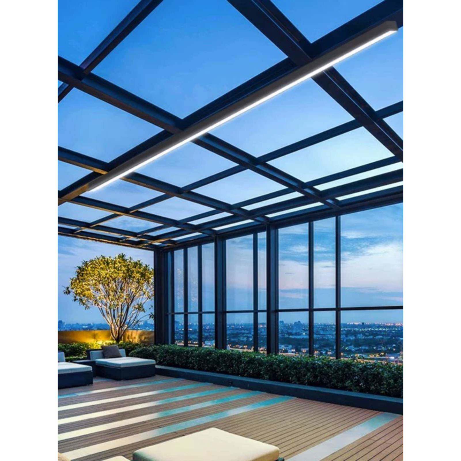 玻璃阳光房专用灯宽版防雨防蚊虫耐高温雨棚灯露台阳台长条吸顶灯