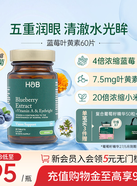 英国HB荷柏瑞蓝莓叶黄素成人护眼叶黄素正品官方旗舰