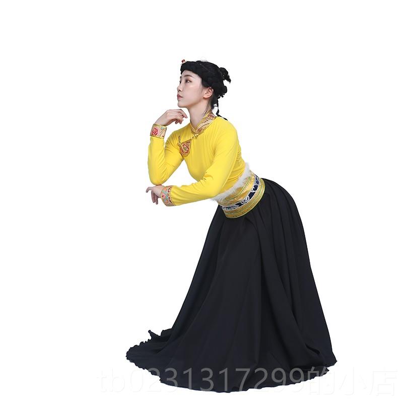 新款藏半身裙藏练裙式民族风广场族服装女练功大摆臧族舞蹈演出习