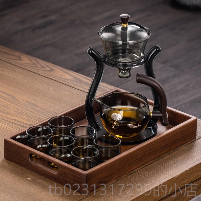 新款动唐述半自磁玻懒人泡茶神器家用纯手工镶银功夫茶具套装高璃
