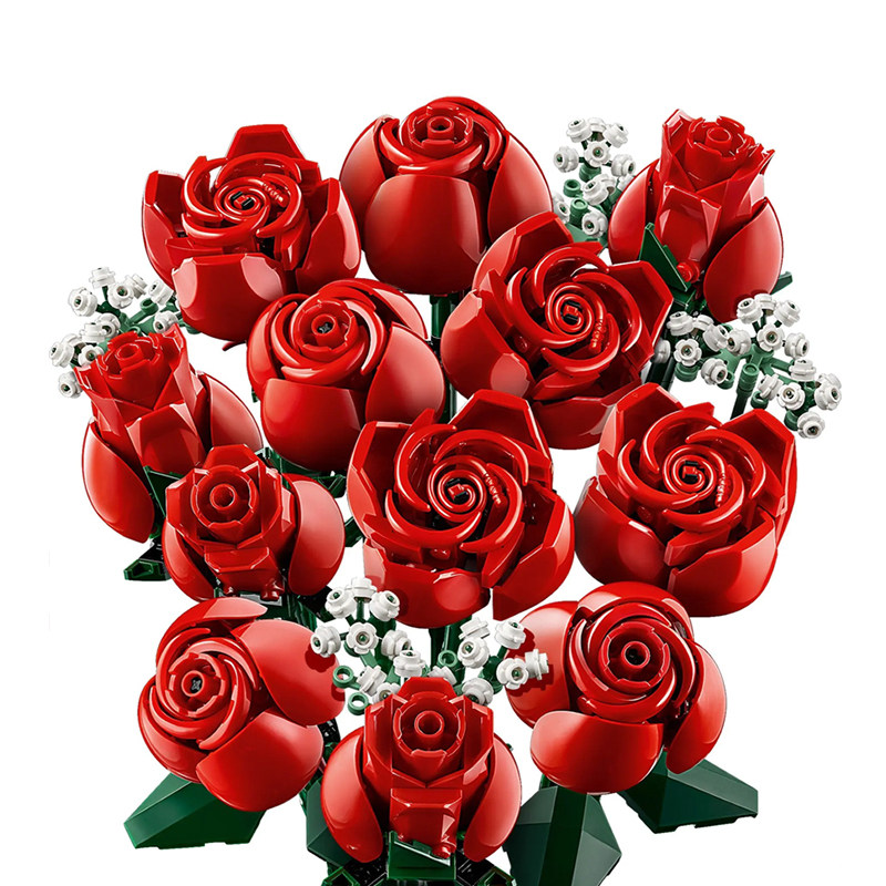 thumbnail for Chinese building blocks, rose bouquets, preserved flowers, girls, handmade assembly toys, high-value fairy ornaments, gifts, girls