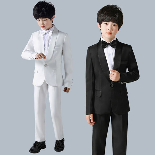 儿童青果领礼服男童钢琴演出婚礼