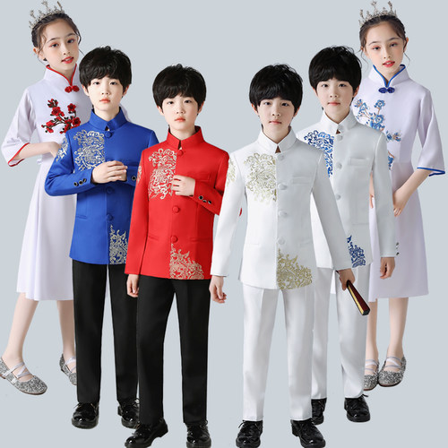 儿童中山装元旦演出服