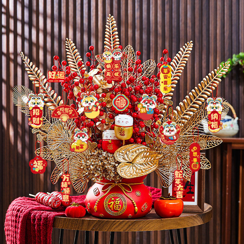 新年装饰发财果摆件福桶抱抱桶