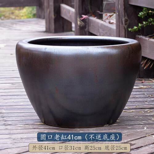 正品缸瓷缸养鱼陶瓷古法草花共大鱼缸户外水莲盆室外睡庭院乌花龟
