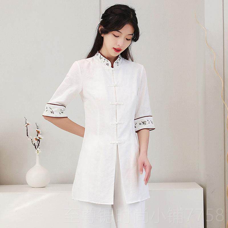 正品中医馆茶楼采耳技师女工作服装养生国馆理疗师服中风唐中式装