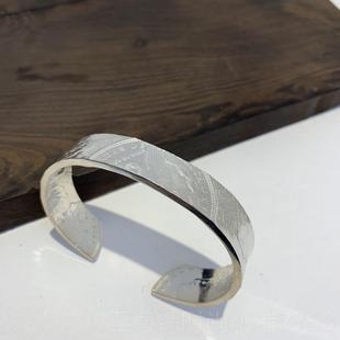 正品 口币手镯复古字母男女手工 银不同匠 原创925开纯银摩根银宽版