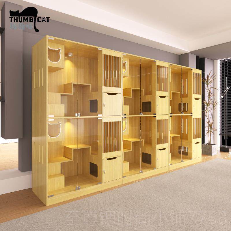 正品猫柜猫别墅木大型大空间玻璃门猫子展示实华柜笼寄养繁育笼豪