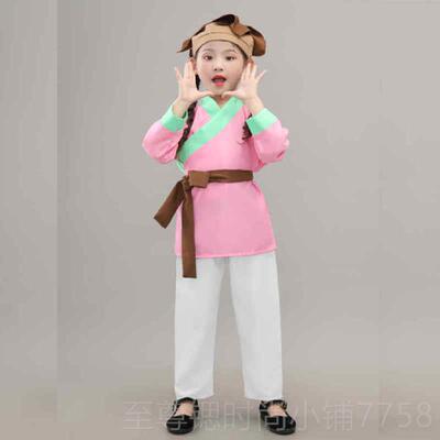 正品儿童古民装汉服男女农百姓学服装小生宝宝舞台剧农夫悯农中表