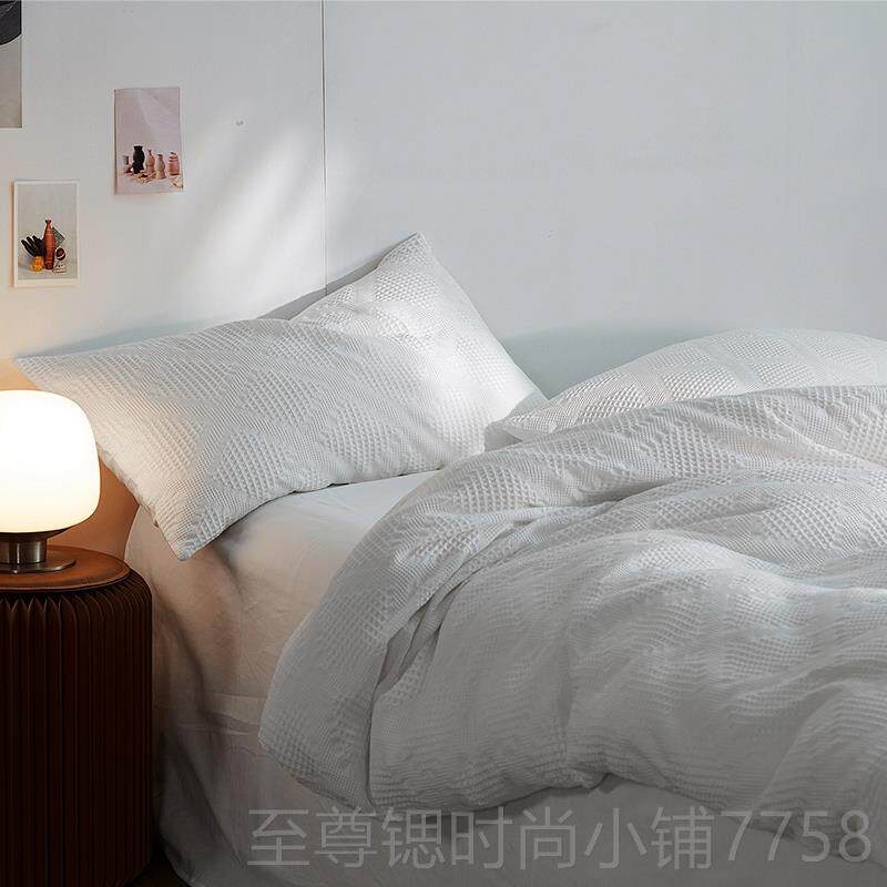 正品色芥末绿 立体夫华格面料床上用品 纯棉四套水洗棉双件人复古