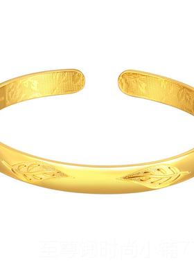 正品金金镯子妈妈款包金镀内银实心足金鳅背黄母金手镯长辈泥亲节