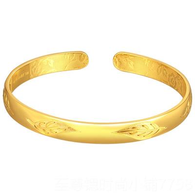 正品金金镯子妈妈款包金镀内银实心足金鳅背黄母金手镯长辈泥亲节