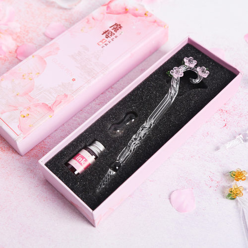 魔法花朵玻璃笔学生礼品笔水晶