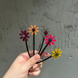 韩国阿兹娜超仙精致树脂小雏菊一字夹气质可爱百搭高级花朵发夹女