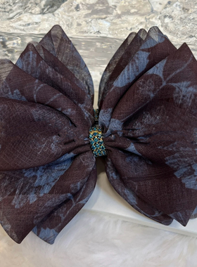 韩版复古蓝色发夹气质时尚轻盈百搭蝴蝶结香蕉夹纯手工蝴蝶结发饰