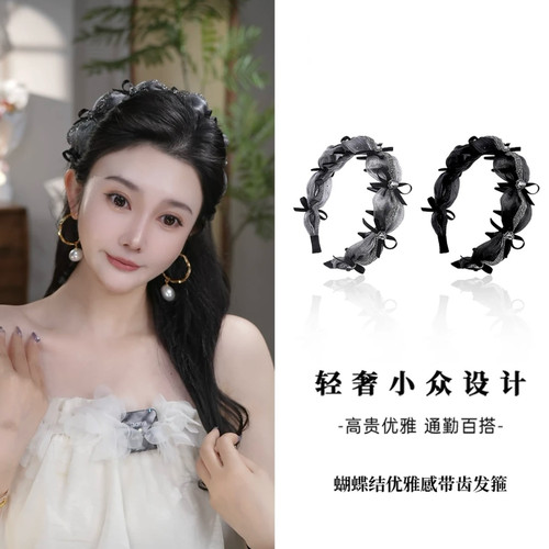 网纱双色高级感蝴蝶结发箍高颅顶氛围感压发发卡百搭优雅时尚发箍
