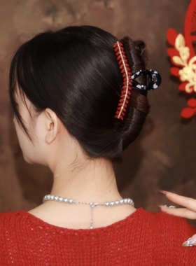 高级感【红麦穗】手工百搭气质轻奢国风红色简约优雅后脑勺大抓夹