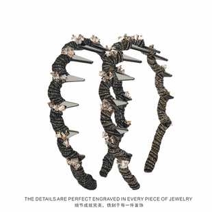 条纹细闪波浪发箍女2025年新款轻奢蓬松高颅顶头箍不嘞头发卡发饰