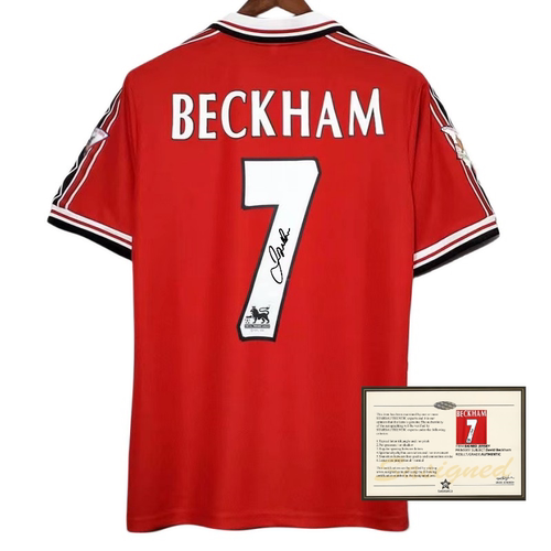 98-99赛季复古球衣 经典贝克汉姆签名印签足球服soccer jersey