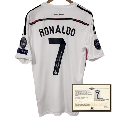 14-15皇马C罗纳尔多签名印签球衣主场复古短袖球服soccer jersey