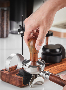 咖啡压粉座木质填压座意式咖啡压粉底座布粉器布粉针套装压粉垫架