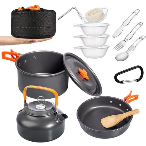 小茶壶组合套锅野营组合套装锅餐具户外炊具锅具硬质软化铝