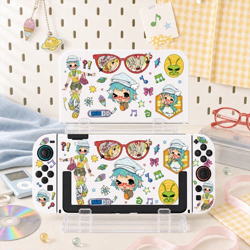 Switch OLED保护壳NS续航Switch2外壳可插底座壳可爱眼镜少女亚壳