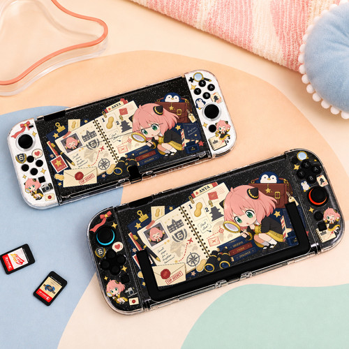 Switch OLED保护壳NS续航Switch2外壳可插底座壳可爱侦探阿尼亚