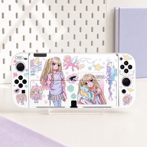 Switch OLED保护壳NS续航Switch2外壳可插底座壳可爱独角兽少女亚