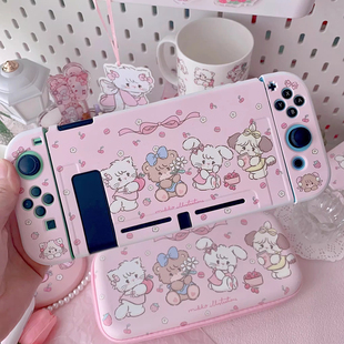 SWITCH OLED保护壳樱桃小动物OLED白色硬壳NS可插底座