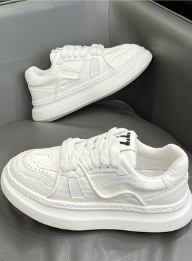 qn男鞋2025秋冬新款厚底老爹鞋潮流真皮运动休闲鞋男低帮小白鞋