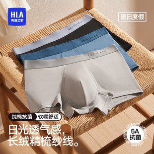 纯棉内裤 裤 舒适休闲男生全棉抗菌平角大码 男款 头 短裤 海澜之家男士