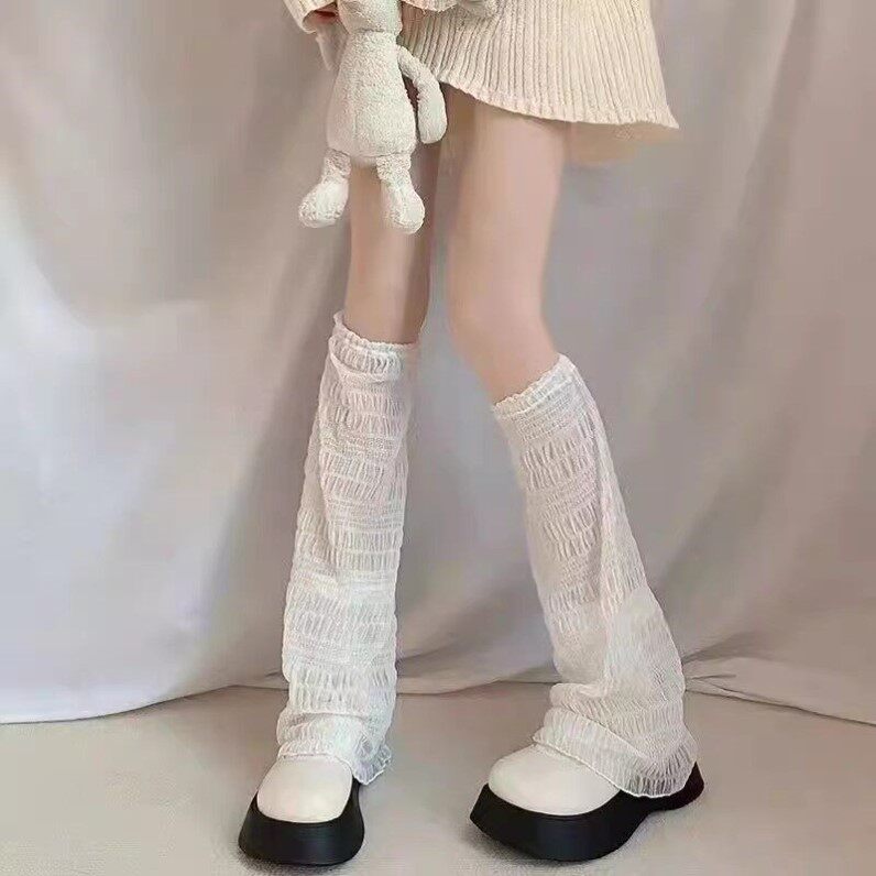 夏季儿童薄款针织袜套堆堆袜y2k日系女童阔腿喇叭腿套长筒jk袜子i