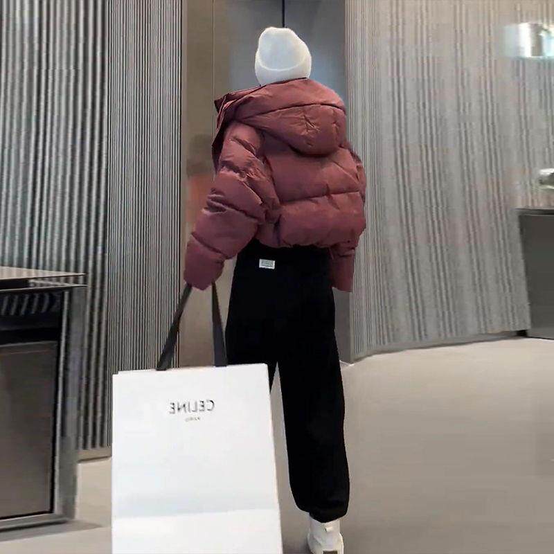 时尚休闲运动套装女连帽加厚棉服外套2024冬季新款高腰休闲棉袄潮