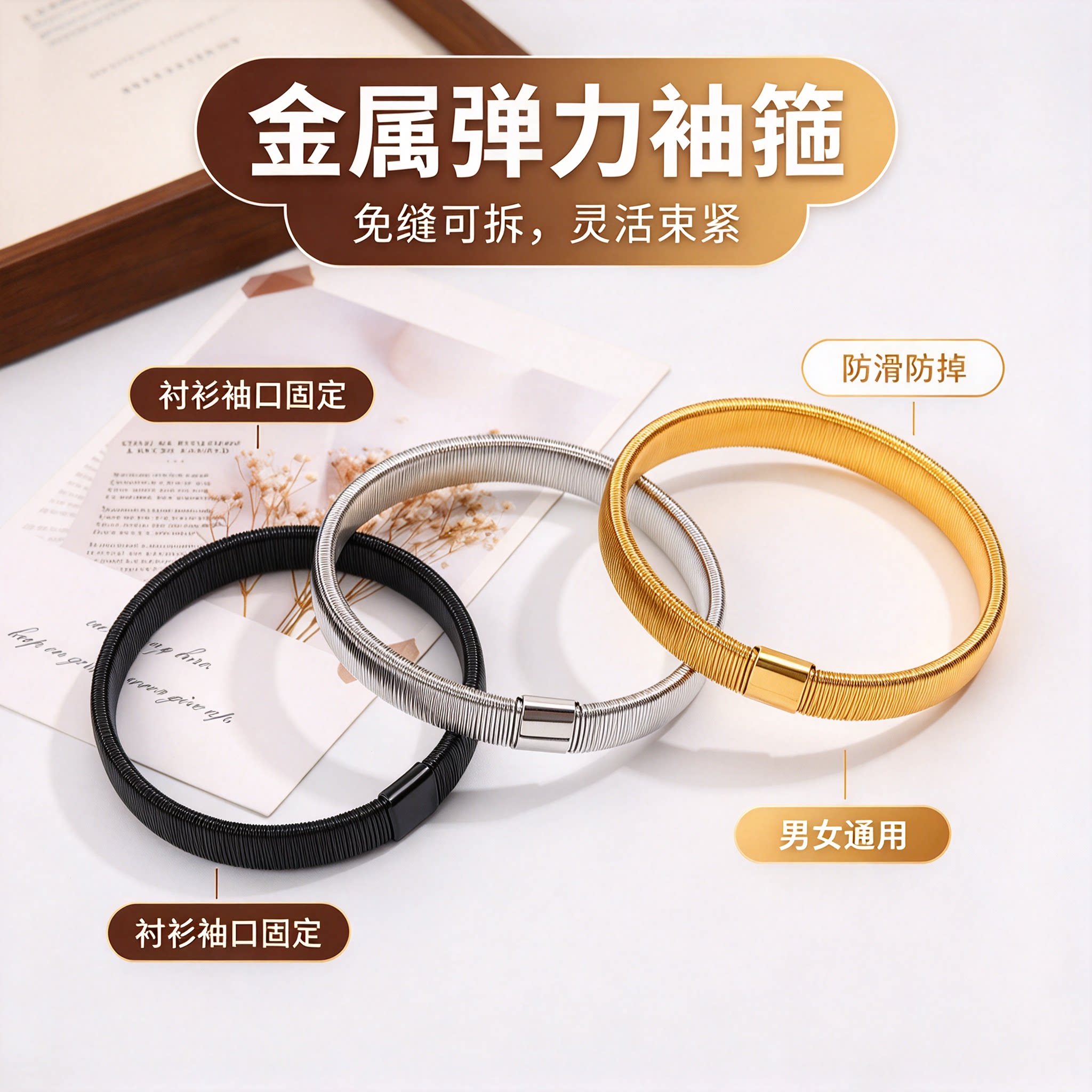 衬衫弹力袖箍男女衬衣袖带收紧神器手环臂环固定器袖口装饰防滑夹